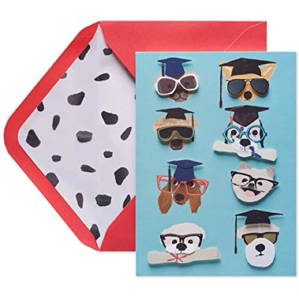 🆕Papyrus 3D “Clever Dogs” Graduation Greeting Card